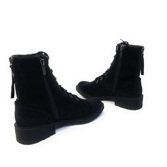 Circus By Sam Edelman Dawson 2 Velvet Biker Combat Boots in Black Size 6 - Picture 5 of 8